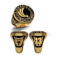 10K Gold Custom Men's Signet ring with stone and customization on shank and crown.